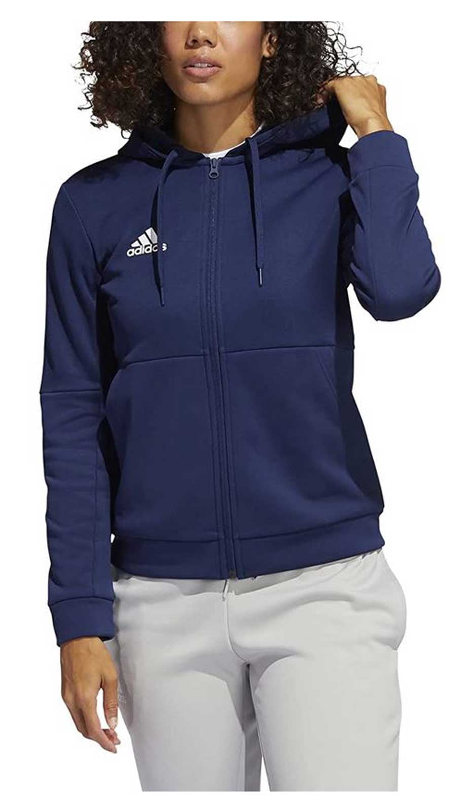 Adidas Women's TI FZ Full-Zip Jacket, Moisture Wicking - Navy Blue/White (XS)