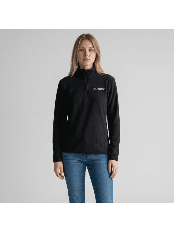 Women's Terrex Half Zip Fleece Hiking Jacket XL Black Embroidered Logo