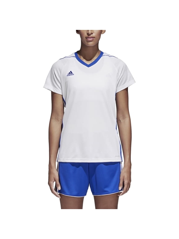 Women's Tiro 17 Jersey Tee White BJ9093  Lightweight Athletic Training Shirt with Climalite Fabric for Soccer, Running, and Activewear