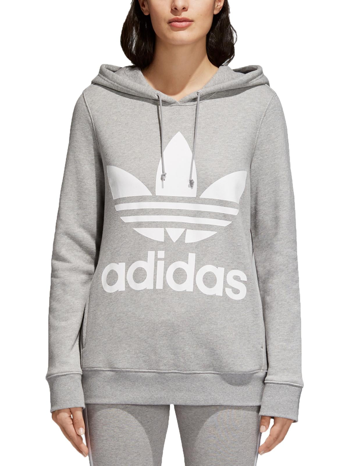 Adidas Women s Trefoil Hoodie Gray Size Small Walmart