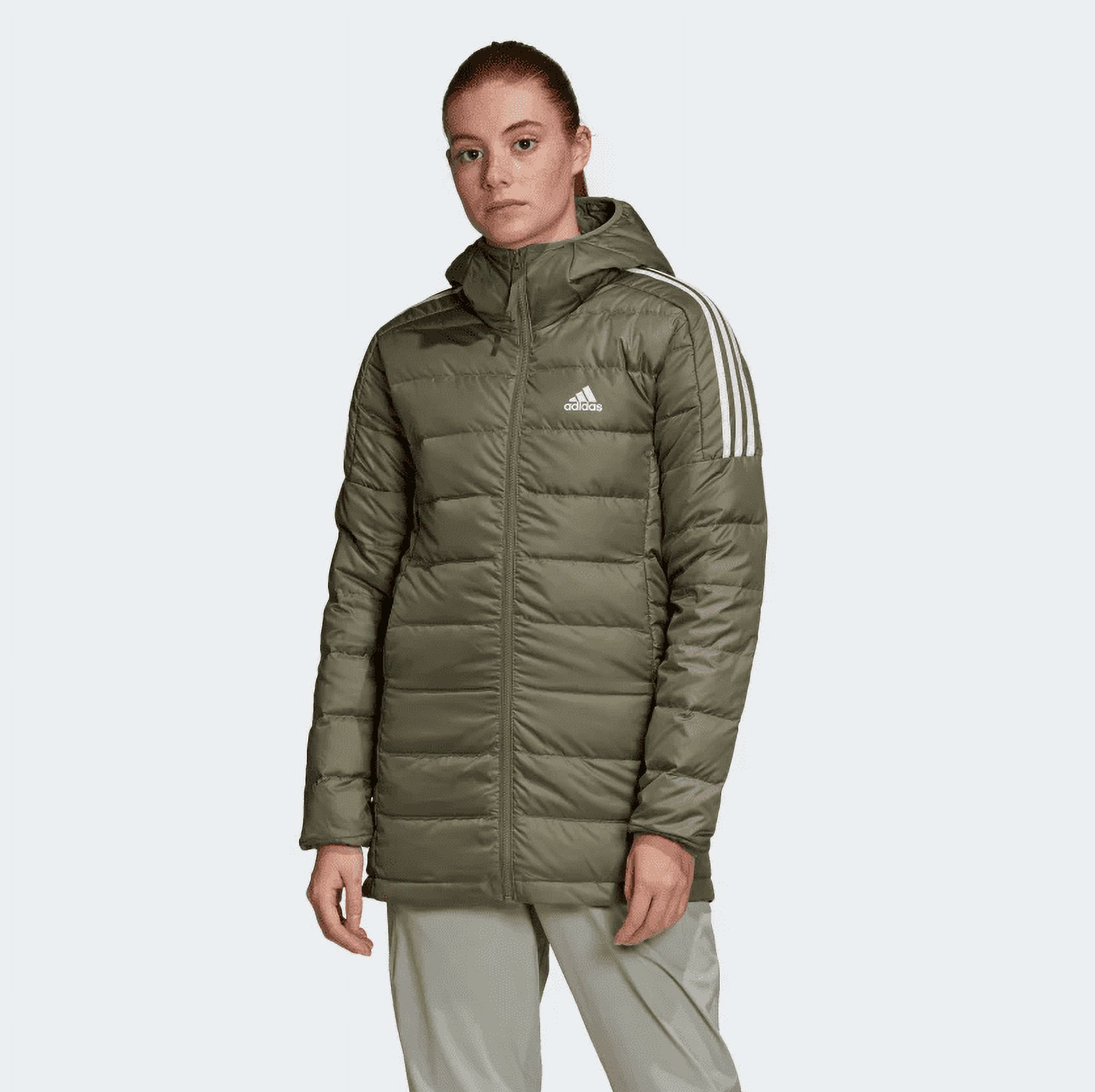 Adidas Women's W Essentials Light Down Hooded Parka, Legacy Green - image 1 of 1