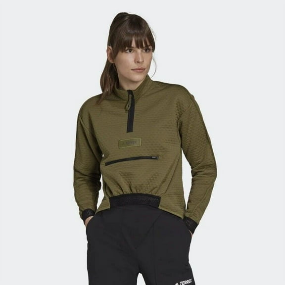 Adidas Women's adidas Terrex Hike 1/2 Zip Fleece Pullover GQ4264 Focus Olive