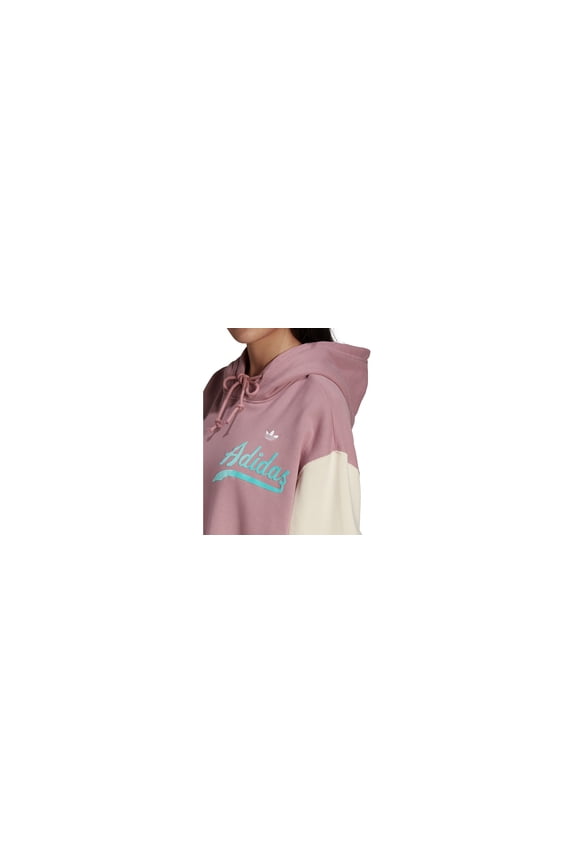 Womens Colorblocked Cropped Hoodie Magic Mauve/Wonder White L