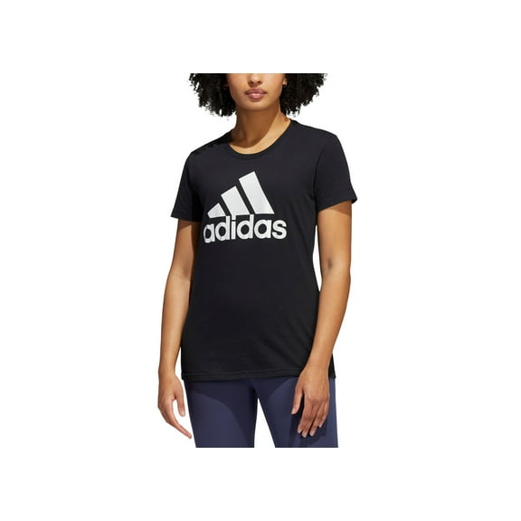 Adidas Womens Metallic Cotton Logo T-Shirt Black XS