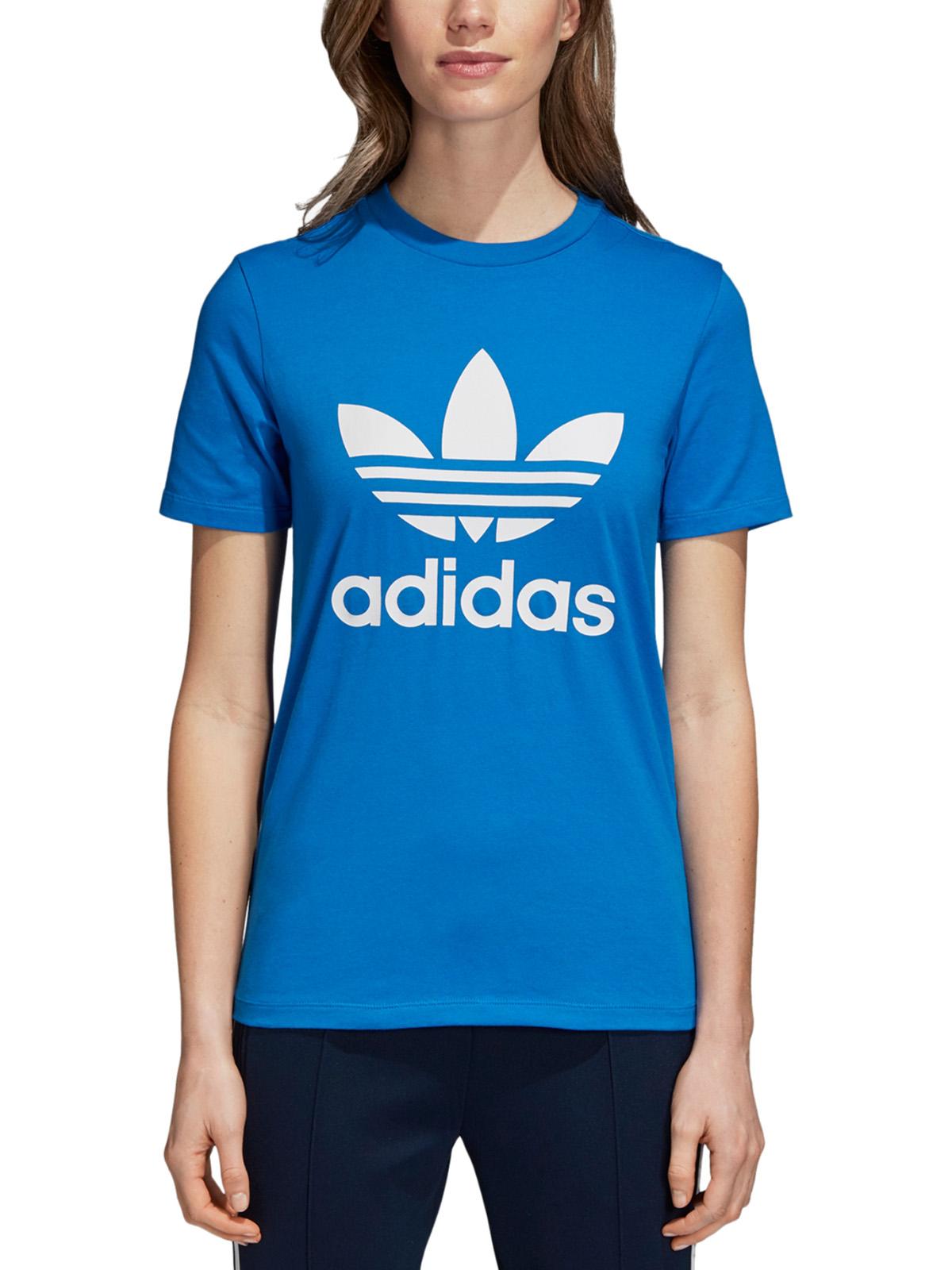 Adidas Womens Originals Adicolor Trefoil T-Shirt,Blue Bird,Medium