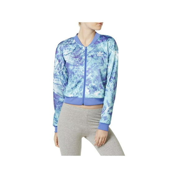Adidas Womens Printed Cropped Athletic Jacket Multi XS