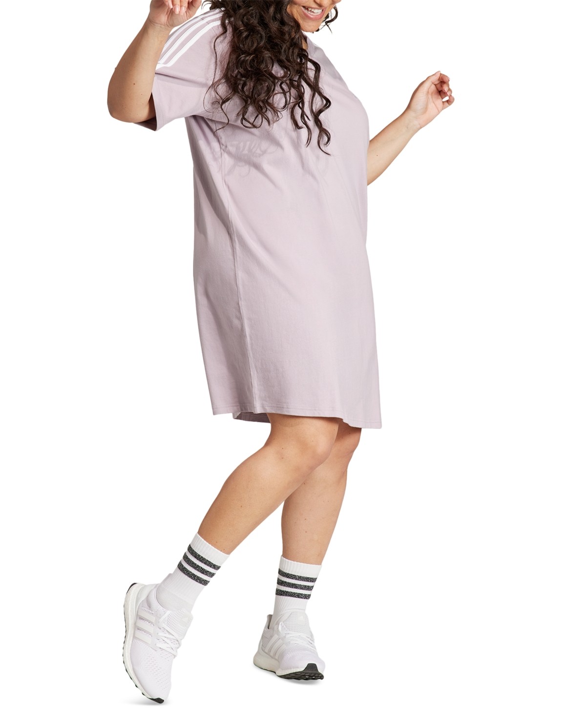Pink Adidas Womens Adidas Tshirt Dress Adidas Pink Trefoil T Shirt Dress  Womens Medium Short Sleeve Crew Neck Pullover