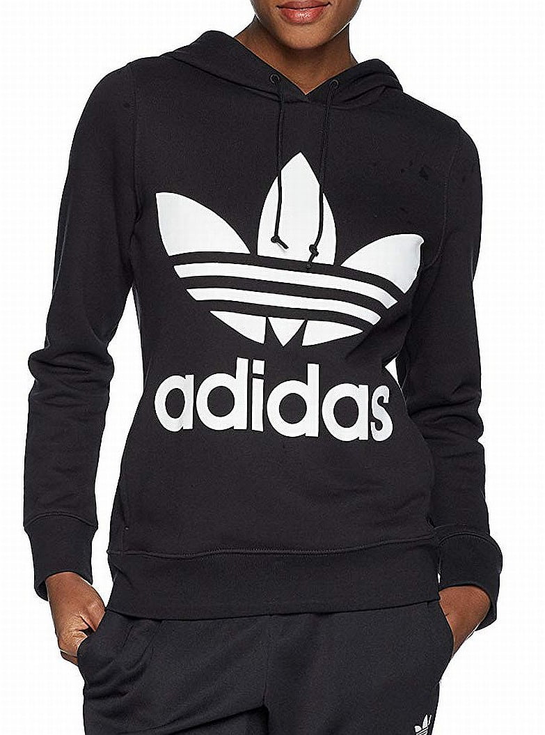 Black XS Hoodie Logo Sweatshirt Trefoil Womens Adidas Hooded