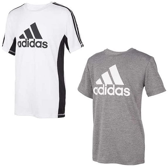 Adidas Youth Boy's 2 Pack Performance Tees White Grey Medium