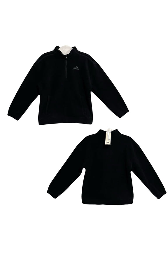 Youth Boys Pullover Fleece Sweater Size 10-12 Mock Neck Black Quarter-Zip