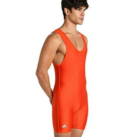 Adidas aS101s Lycra Solid Wrestling Singlet, Adult, Orange, 3X-Large