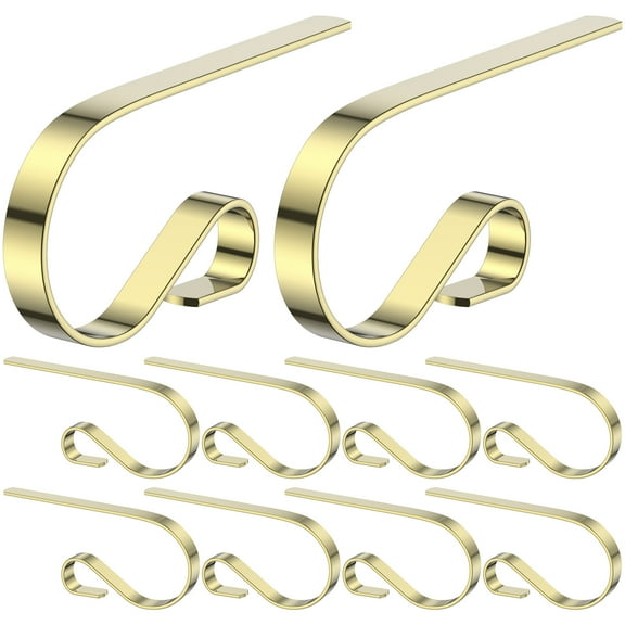Adifare 10 Packs Christmas Stocking Holders Stainless Steel Stockings Hangers Non-Slip Stocking Hooks Hanging Mantel Stocking Holders for Door Mantle Christmas Party Decoration