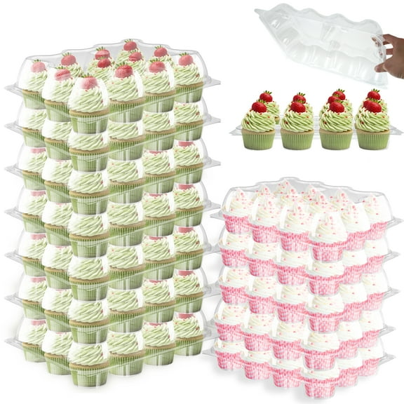 Adifare 12Pcs Cupcake Containers 12 Holes Clear Plastic Cupcake Holders with Detachable Lid Reusable Cupcake Carrier Stackable Cupcake Boxes for Cupcakes Muffins 31.5x24.5x10cm