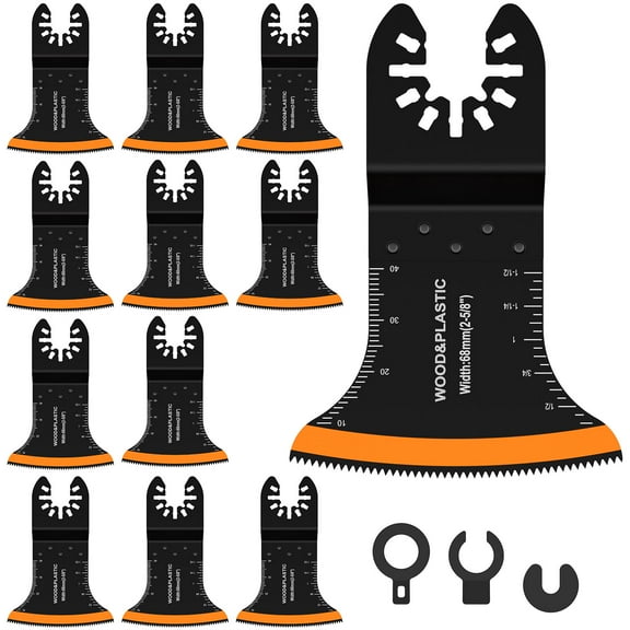 Adifare 12Pcs Oscillating Saw Blade 2-5/8inch High Carbon Steel Oscillating Multi-Tool Blade Universal Curved Edge Extra Wide Oscillating Tool Blade Precise Cut Multi Tool Blade for Wood