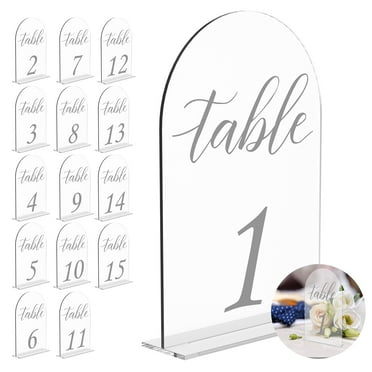 UNIQOOO Arch Acrylic Table Signs, Perfect for Wedding Table Numbers, DIY Acrylic Signages, Base ...