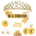 thumbnail image 1 of Adifare 18th Birthday Sash Crown Set Glitter Girl Birthday Queen Sash Tiara Set with 6 Balloons Decorative Happy Birthday Cake Topper Party Supplies for Birthday, 1 of 7