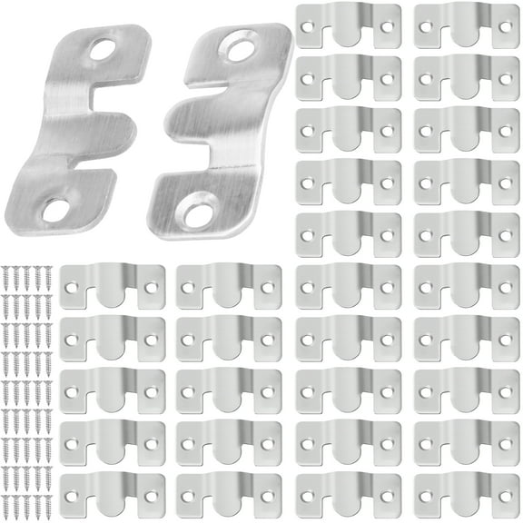 Adifare 20/30Pcs Flush Mount Bracket Stainless Steel Interlocking Picture Hanger with Screws Heavy Duty Flush Wall Mount Hook Support 66lbs for Picture Artwork