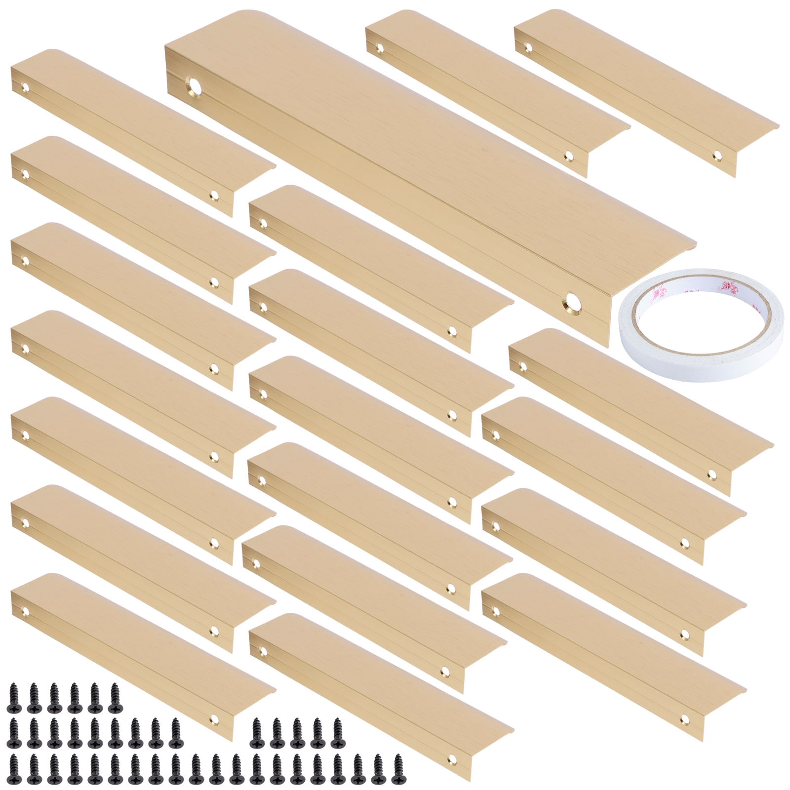 Adifare 26/20Pcs Back Mount Finger Edge Pull, Adhesive Drawer Pulls Black/Gold Finger Edge Pulls