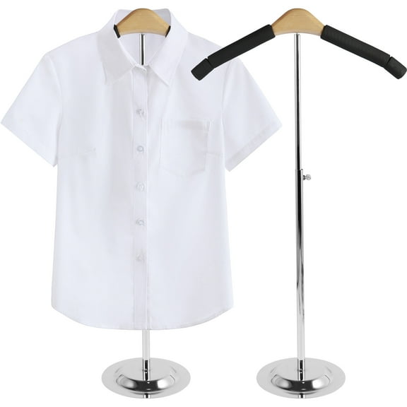 Adifare 2Pcs Adjustable T Shirt Display Stand,Shirt Shoulder Stand Round Base Shirt Display Rack Multifunctional Shirt Hanger Display Rack for Shirts Jackets Dresses