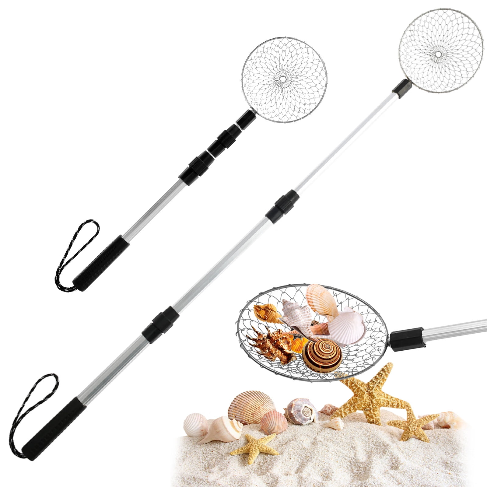 Adifare 2Pcs Sand Sifter Telescopic Shell Scooper Sifter Stainless