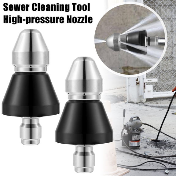 Adifare 2Pcs Sewer Jetter Nozzle 5000 PSI High Pressure Drain Jetter Hose Nozzle Stainless Steel Drain Cleaner Nozzle 1/4in Quick Connector for Hose