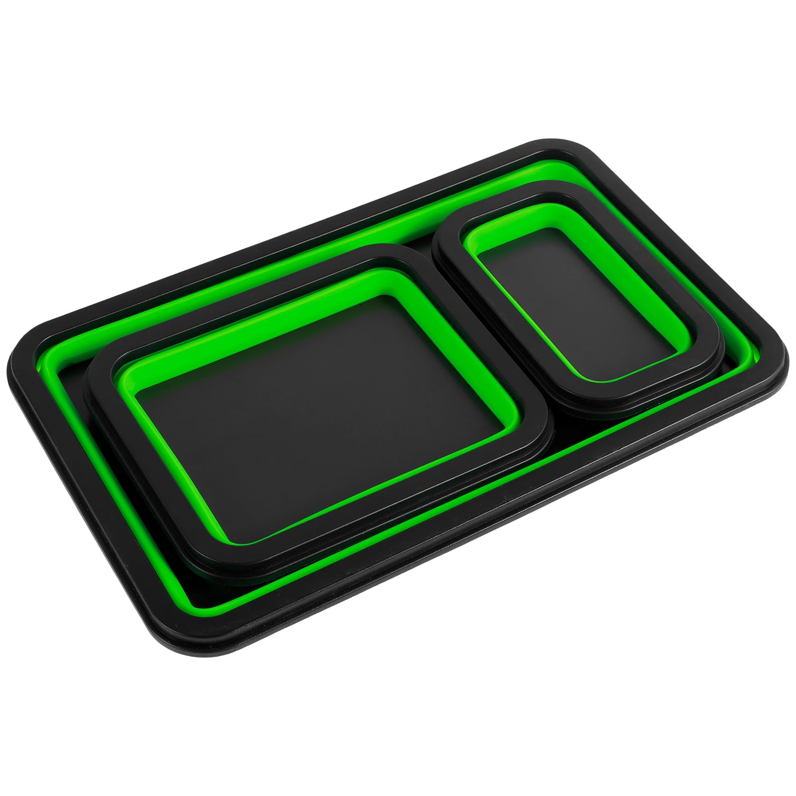 12 Pcs Collapsible Magnetic Parts Tray Set Foldable Tool Tray Storage Organizer Magnetic Tray 3 Different Size Collapsible Bowl Screw Bolts Nuts Wash