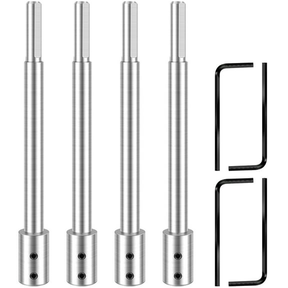 Adifare 4Pcs Forstner Bit Extension Metal 6-11/16in Extra Long Forstner Drill Bit Extension Rod Sturdy Drill Bit Extension Post with 4 Wrench for Forstner Drill Bit