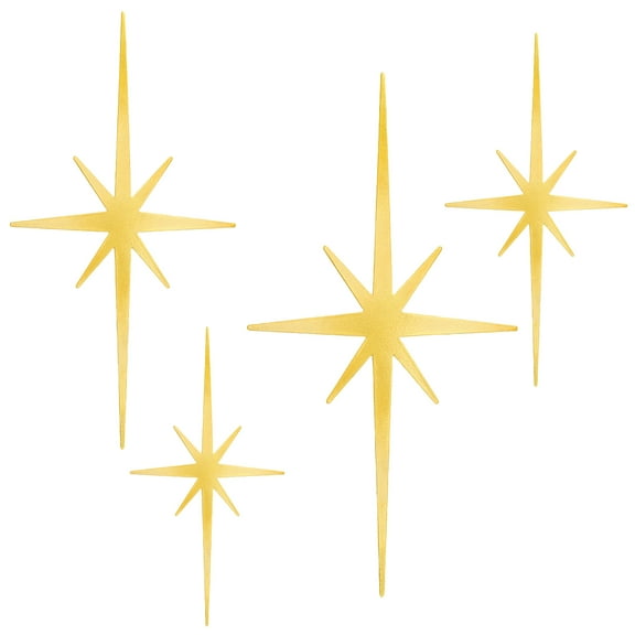 Adifare 4Pcs Star Wall Decor Iron Star Wall Hangings Vintage Star Wall Art 4 Sizes Elegant Star Wall Ornament Set Gold/Black/Silver for Home Office Indoor Outdoor Decoration
