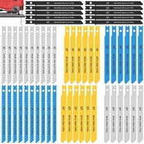 Adifare 54Pcs Jig Saw Blade Set High Carbon Steel Assorted Saw Blades with U-shank Sharp Fast Cut Down Jigsaw Blade Woodworking Tool for Wood Metal Plastic Cutting