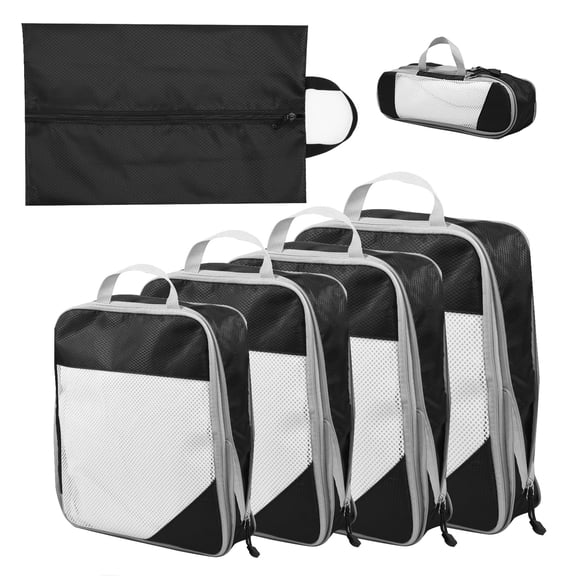 Adifare 6 Pcs Compression Packing Cubes Set Ultralight Packing Cubes for Suitcase Compression Suitcases Organizers Includes 5 Luggage Organizer Bags 1 Shoe Bag Travel Organizer