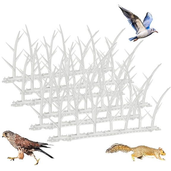 Adifare 6Pcs Bird Spikes Anti Bird Spikes Reusable Plastic Bird Deterrent Spikes Sturdy Durable Bird Deterrent Strips Devices Pigeon Spikes for Birds Pigeons Crows Woodpeckers Fence Roof