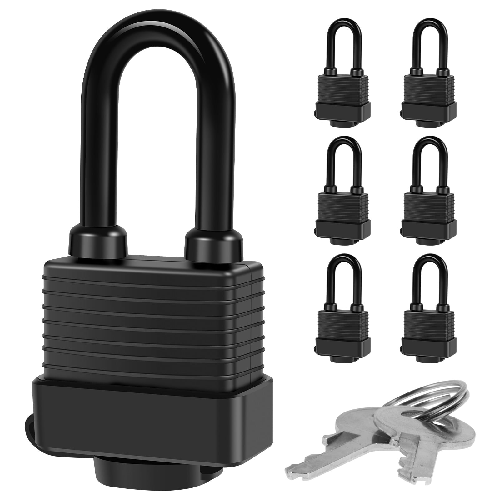 Adifare 6Pcs Waterproof Padlocks with 12 Steel Keys 19/16in Wide Anti