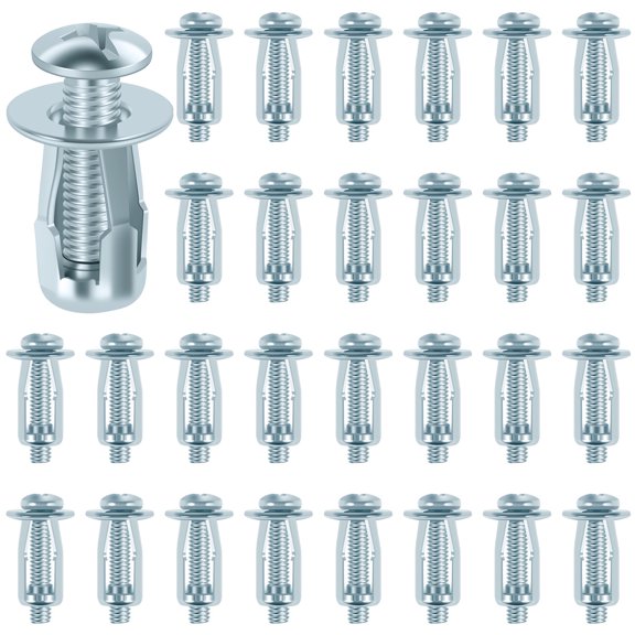 Adifare 80Pcs Petal Nut Expansion Screw Zinc Plated Steel Jack Nuts Set M4x20/M6x25/M5×25 High Hardness Flat Head Threaded Insert Short Jacknut Kit for Lamps Photo Frame Wall Panel