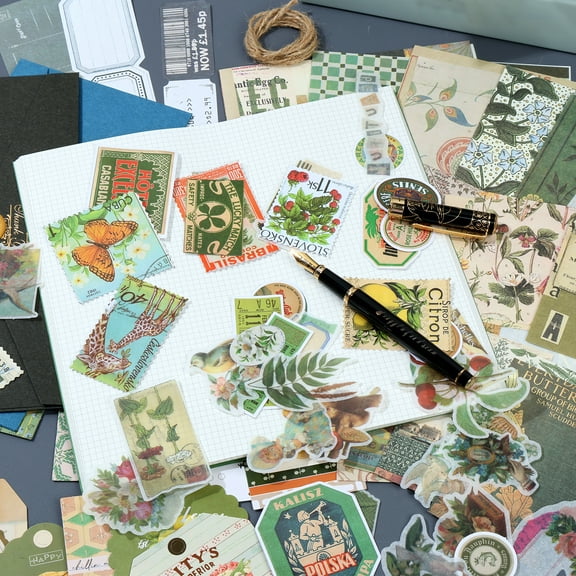 Adifare 86Pcs Vintage Scrapbook Kit DIY Journaling Supplies Set with Scrapbook Stickers Cards Bookmarks Aesthetic Journaling Arts Craft Kit Scrapbooking Supplies Kit Gift for Teen Girl