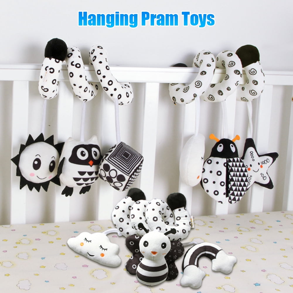 Adifare Baby Activity Black White Spiral Hanging Plush Animal Toy
