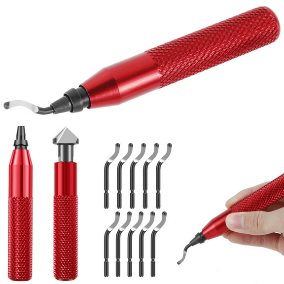 Adifare Deburring Tool Kit with Countersink Hand Reamers and 10 Extra Blades Sturdy Burr Removal Tool Durable Burr Edges Removing Hand Tool for Brass Steel Aluminum Wood