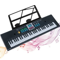 Adifare Digital Electronic Musical Keyboard - Kids Learning Keyboard 61 Keys Portable Electric Piano with Recording, USB cable, Microphone - Black
