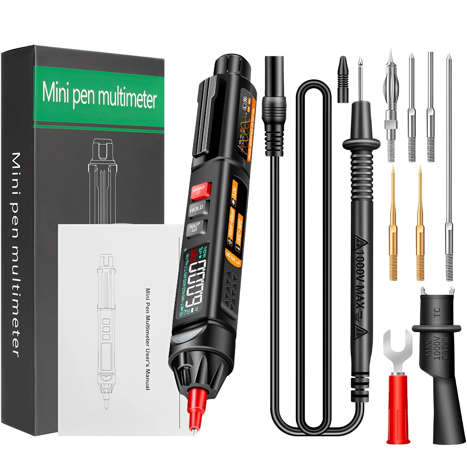 Adifare Digital Multimeter 6000 Counts AC/DC Voltage Tester Pen Type