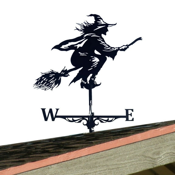Adifare Metal weather vanes Black Witch Shape Weathercock 75x40cm Wind Direction Indicator Garden Decor Roof Outdoor Wind Vane Garden Courtyard Decor