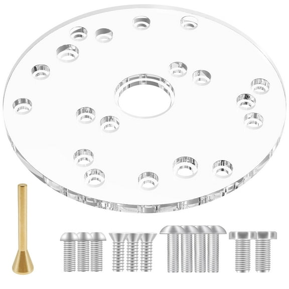 Adifare Router Base Plate 6.5inch Clear Acrylic Router Baseplate with Centering Pin and Screw Universal Round Router Base Board Woodworking Auxiliary Tool for Trim Router