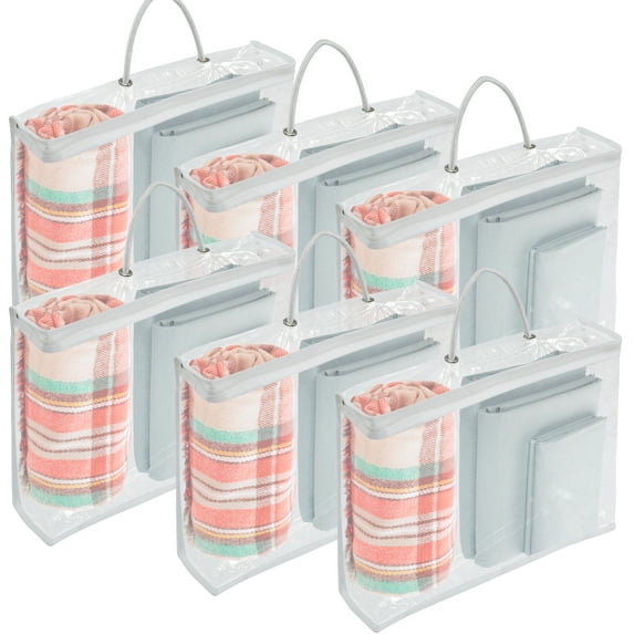 Adifare Storage Bags,6 Pack Clear PVC Organizing Bags with Zipper Clear Zippered Storage Bags Waterproof Blankets Storage Bags 15.7x11.8x3.9in with Handle for Sweater