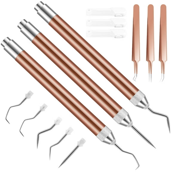 Adifare Vinyl Weeding Tools with Light Detachable Vinyl Weeding Tool Kit for Removing Tiny Vinyl Paper Portable Lighted Weeding Pen with 5 Pin and Hook 3 Tweezers for DIY Crafts