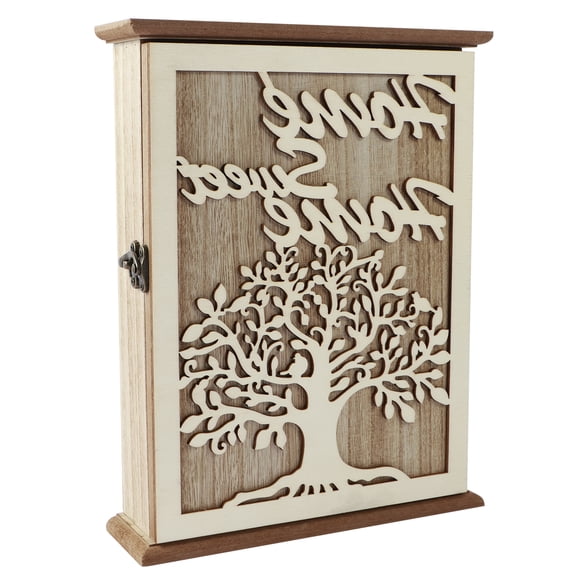 Adifare Wooden Key Box Decorative Key Holder for Wall 10.2*7.9*2.4in Wood Key Rack with 6 Hooks and Back Bracket Key Hanger for Entry Kitchen Living Room Bathroom