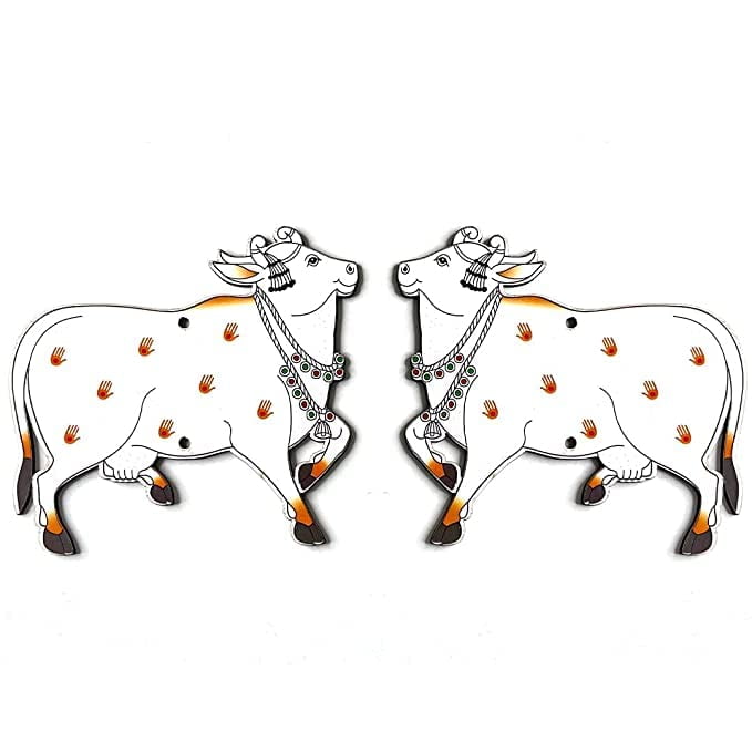 Adikala Mdf Pichwai Cow Design Cutout For Diwali | Dussehra | Rangoli | Pooja | Festival Gift | Wedding Decorations 4 Inch (Set Of 18)