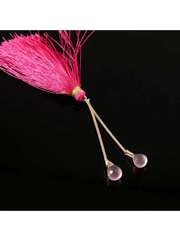 Set of 2 Drops Natural Rose Quartz Gemstone For Jewellery, AAA quality, Size ( Approx.) : 8 MM X 6 MM