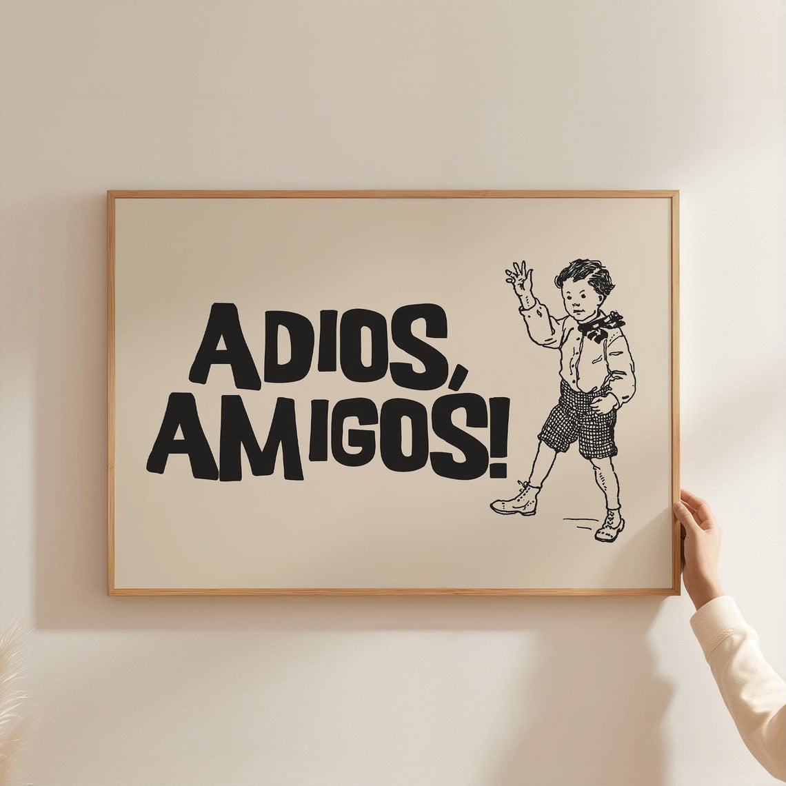 Adios Amigos Vintage Poster Trendy Spanish Phrase Wall Art Entryway ...