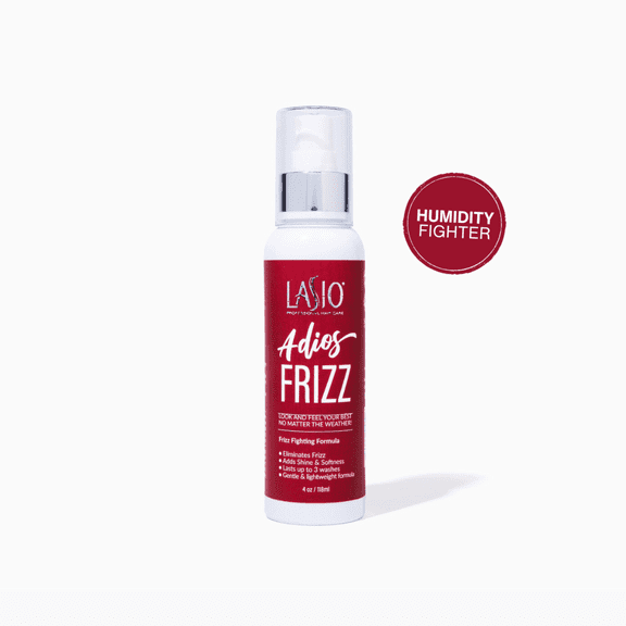 LASIO Adios Frizz Heat Protectant & Styling Spray - Eliminates Frizz, Adds Shine, Softness & Moisture, Long-Lasting Control, Lightweight Formula for Glossy, Sleek Hair, Up to 3 Washes 4oz/118ml