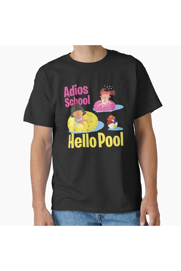 Adios School Hello Pool Summer Break Swim Vacation Freedom T-Shirt