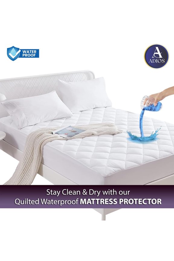 Twin Size Quilted Fitted Mattress Pad Cover, 100% Waterproof Mattress Protector, Deep Pocket Fitted up to 8" - 16", Breathable & Noiseless, Soft and Comfortable (39" x 75", White)