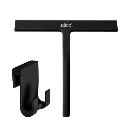 Adiqo 9" Silicone Shower Squeegee for Bathroom, Shower Doors, Mirrors - 100% Streak Free, Matte Black
